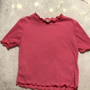 Zara hot pink crop turtleneck